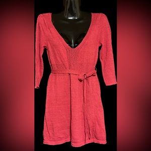 Red shimmering sweater dress